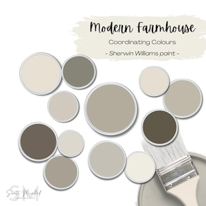 Modern Farmhouse Sherwin Williams Whole House Colour Palette - Sherwin Williams Neutral Paint Colours Farmhouse Rustic Home - Paint Palette