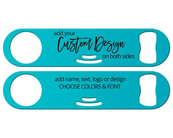 Strainer Bottle Openers With Can Opener Tip Gift for Bartenders Personalized Speed Opener for Bar Staff With Name Text Logo or Custom Design