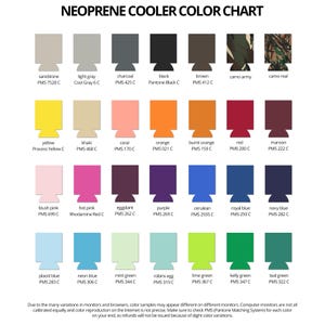 the color chart for neoprene cooler color chart