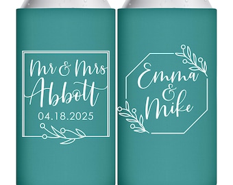 Wedding Slim Can Coolers Slim Can Holders Wedding Favors for Guests in Bulk Wedding Party Gift Bridal Shower Favors Cheers To The Mr & Mrs