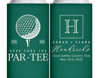 Wedding Slim Can Coolers Beer Holders Golf Wedding Favors for Guests in Bulk Wedding Party Gifts Country Club Wedding Here Fore The Par-Tee
