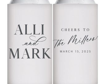 Wedding Slim Can Coolers Slim Beer Can Holders Elegant Wedding Favors for Guests in Bulk Cheers Wedding Party Gifts Bridal Shower Favors