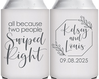 Wedding Can Coolers Personalized Wedding Favors for Guests in Bulk Beer Can Holders We Swiped Right Wedding Party Gift Bridal Shower Favors