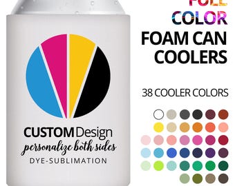 Custom Can Coolers Full Color Print Beer Can Holders Party Gifts Wedding Favors With Design or Logo for Marketing Small Business Promo Items