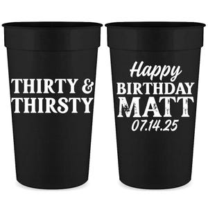 Personalized Cups 30th Birthday Favors Thirty & Thirsty Birthday Party Gifts for Guests Custom Party Cups for 30th Birthday Party Gift Bags