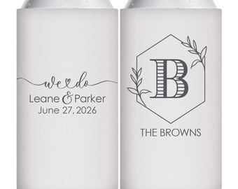 Wedding Slim Can Coolers Slim Beer Can Holders Personalized Wedding Favors for Guests in Bulk Wedding Party Gift Bridal Shower Favors We Do
