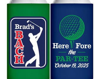 Bachelor Party Favors Custom Slim Can Coolers Full Color Beer Holders Golf Bachelor Party Gifts for Groomsmen Here Fore The Par-Tee Gift Bag