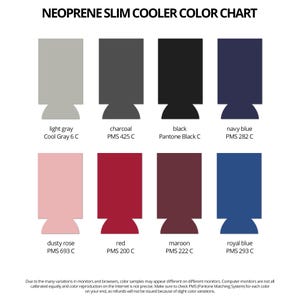 the color chart for neopree slim color chart