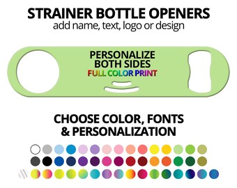 Bottle Openers Bulk Cocktail Strainer And Can Opener Tip Gift for Bartenders Custom Speed Opener for Bar Staff With Name Text Logo or Design