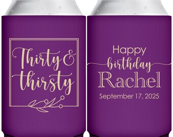 30th Birthday Favors Custom Can Coolers Thirty & Thirsty 30th Birthday Party Gifts for Guests Beer Holders for Birthday Gift Bags for Guests
