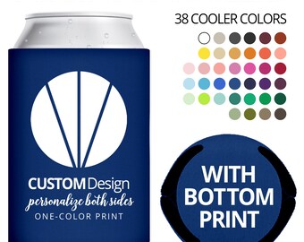 Custom Can Coolers With Bottom Print Promo Items With Your Design or Logo for Marketing Small Business or Wedding Favors for Guests in Bulk