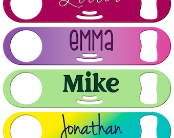 Personalized Bottle Openers With Strainer And Can Opener Tip Gift for Bartender Speed Opener for Bar Staff With Name Text Logo or Design