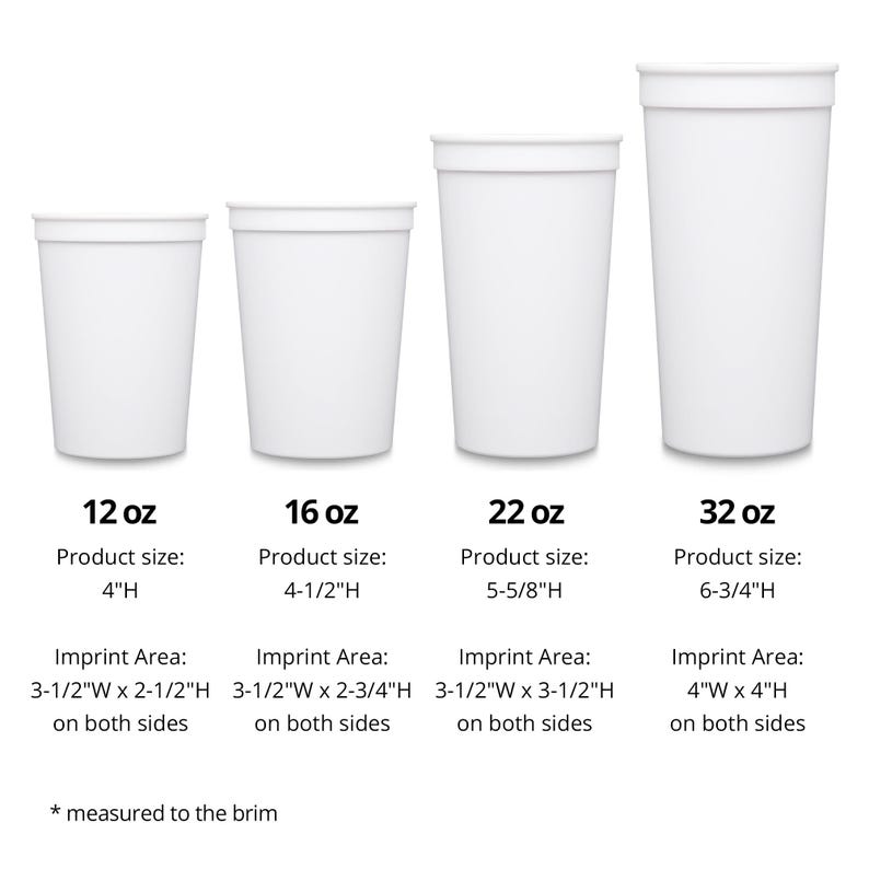 a set of four cups with measurements for each cup