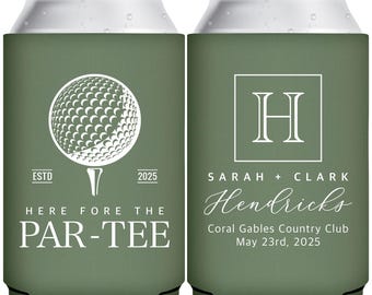 Wedding Can Coolers Golf Wedding Favors for Guests in Bulk Beer Can Holders Golf Country Club Wedding Gifts for Guests Here Fore The Par-Tee