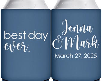 Wedding Can Coolers Personalized Wedding Favors for Guests in Bulk Beer Holders for Wedding Party Gift Bag Best Day Ever Bridal Party Favors