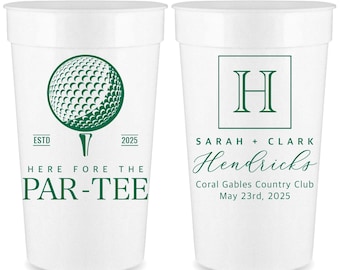 Wedding Cups Golf Wedding Favors for Guests in Bulk Country Club Wedding Party Gifts Here Fore The Par-Tee Golf Themed Wedding Party Cups