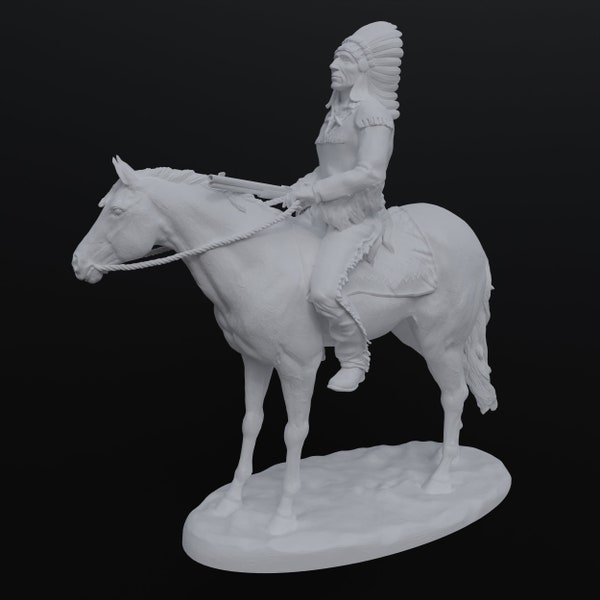 Digital STL File of Native American Statue, 3D Print and CNC Artwork, CNC and 3d Printer Model, Dijital Statue File