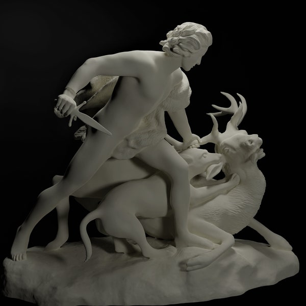 Digitale STL-Datei der Jagdgenius-Skulptur im Louvre, Paris: Exquisiter 3D-Druck und CNC-Kunst, 3D-Modell, Stl-Statue, STL-Modell