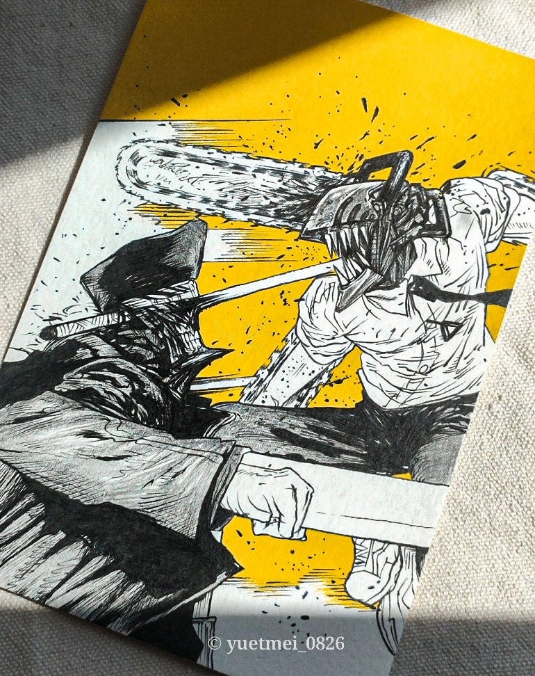 Chainsaw Man Vs Katana Man Chainsaw Man Artline & Poster Etsy Canada