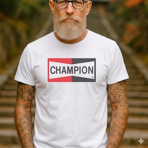 Champion Spark Plugs Retro Logo  - Vintage White T Shirt