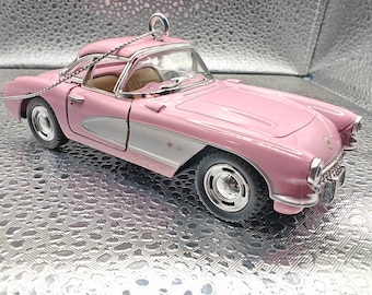 1957 Chevy Corvette PINK 5" Big Car Christmas Tree Ornament