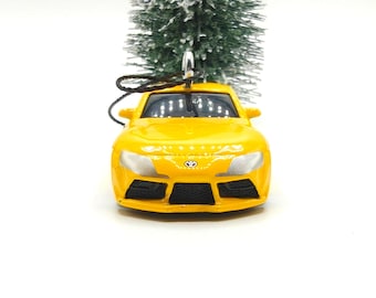 2022Toyota GR Supra Yellow Diecast Metal Ornament (3")