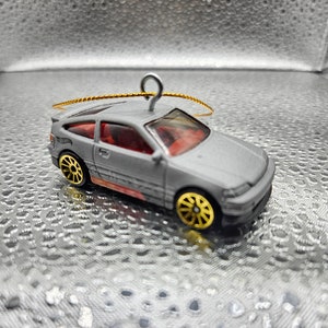 Hot Wheels 1988 Honda CRX *RARE* Gray Christmas tree ornament