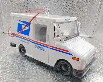 USPS LLV Mail Truck 5&quot; Big Car WHITE Christmas Tree Ornament