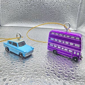Harry Potter Mini Metal Ornament Set: Ford Anglia & Knight Bus