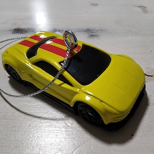 Custom Creation Sportscar YELLOW Christmas Tree Ornament