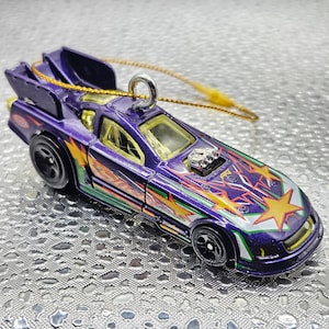 Hot Wheels Mustang NHRA Funny Car PURPLE Christmas tree ornament