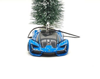 Matchbox Lamborghini Terzo Millenio Blue Diecast Metal Ornament (3")