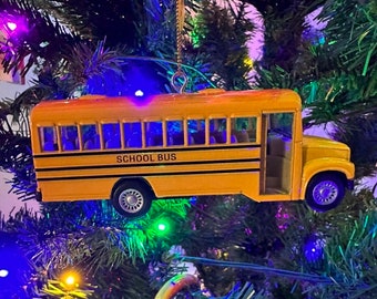 Yellow School Bus 5&quot; Big Car Customizable Christmas Tree Ornament