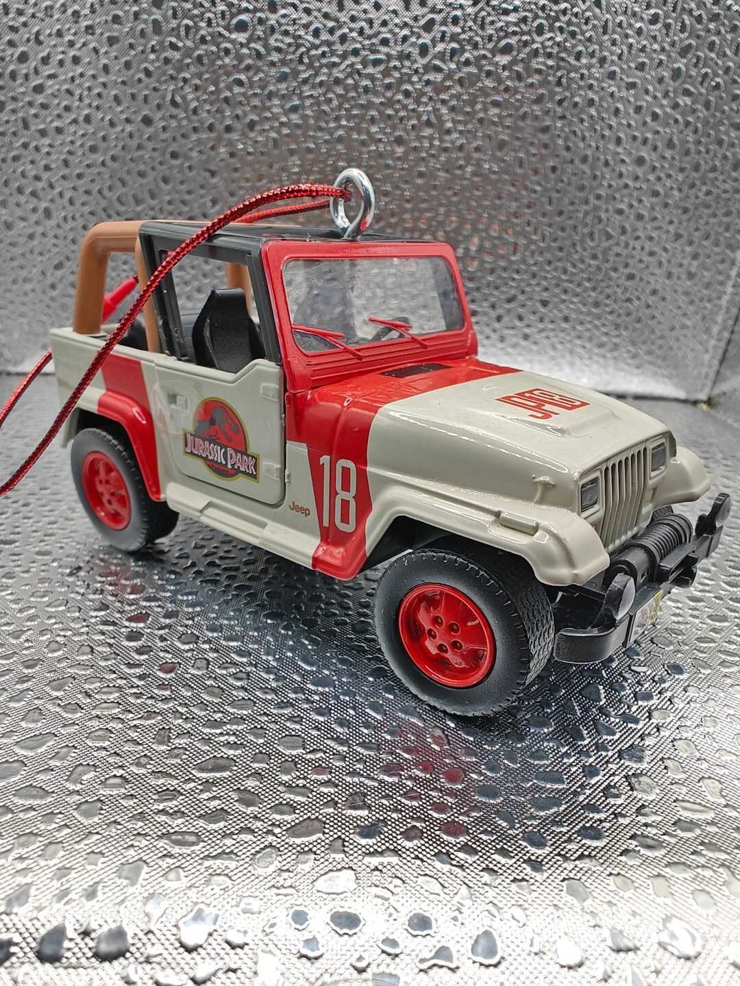 Jeep Wrangler Two Door Jurassic Park 4.5" Big Car BEIGE Christmas Tree ...