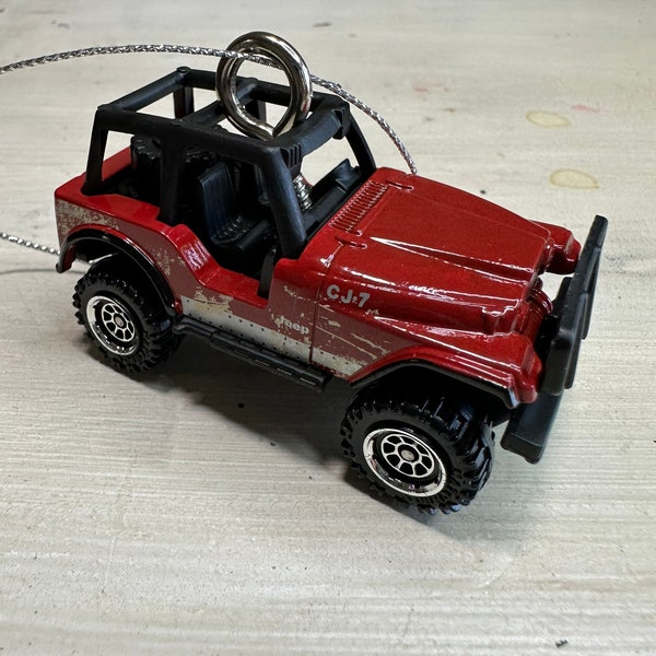 Matchbox Top Gun Maverick 1983 Jeep Wrangler CJ-7 RED Christmas tree ornament