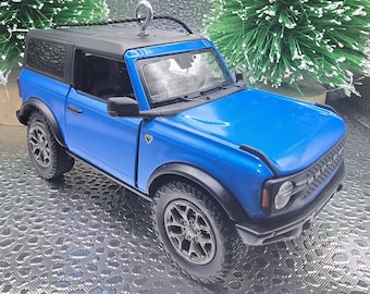 New Ford Bronco 2 door 5&quot; Big Car BLUE Christmas Tree Ornament