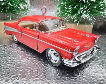 1957 Chevrolet Chevy Bel Air RED Big Car Diecast Ornament (5")