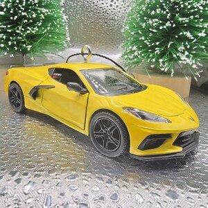 2021 Chevy Corvette Stingray 5&quot; Big Car YELLOW Christmas Tree Ornament