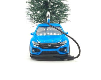 Matchbox 2017 Honda Civic Blue Diecast Metal Ornament (3")