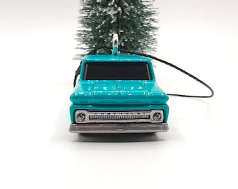 1965 Chevy Chevrolet C10 Teal Pickup Diecast Metal Ornament (3")