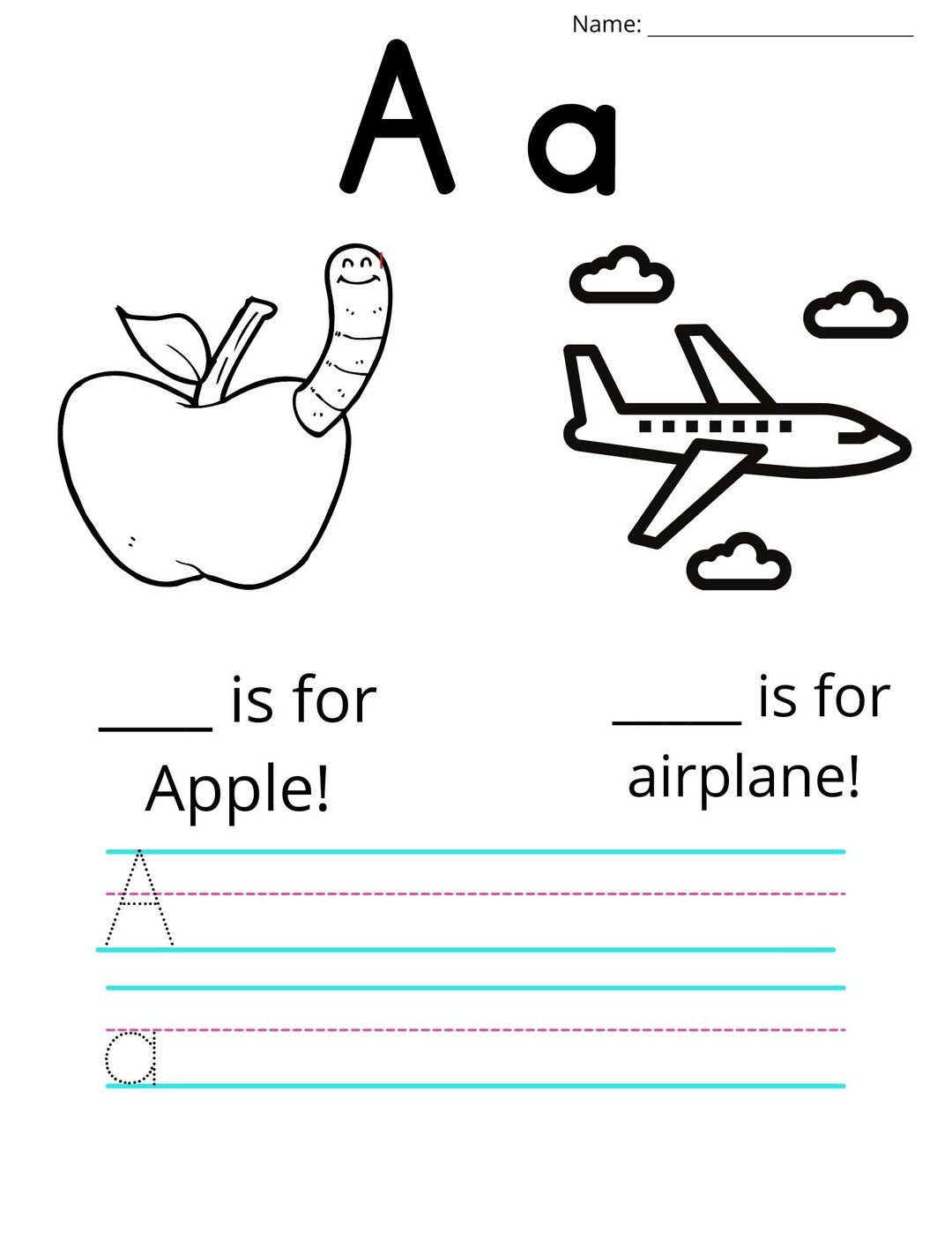 Printable Handwriting Coloring Pages for Kids With Extra - Etsy