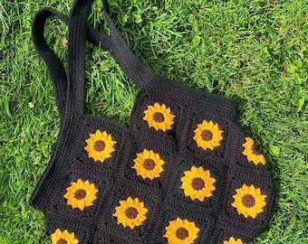 Large Sunflower Crochet bag
