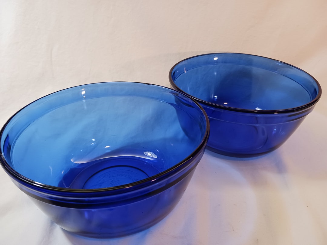 Vintage Pair of Anchor Hocking Cobalt Blue Mixing Bowls 1.5 Etsy