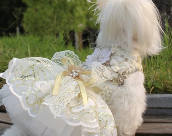 Pet Dog Dress Principessa Dress Mesh Lace Skirt Garza Gonna Fiori Ricamati Gatto del Cane del Vestito Convenzionale Abito da Sposa 