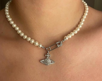 Silver Vivienne Westwood Lucrece Pearl Pin Necklace - Etsy 日本