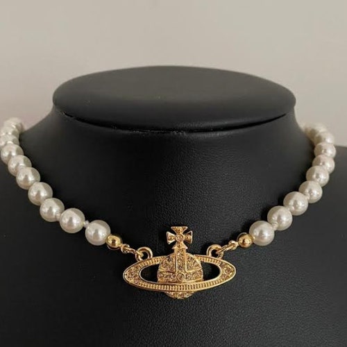 Vivienne Westwood Gold Pearl Choker Necklace Mini Bas Relief - Etsy