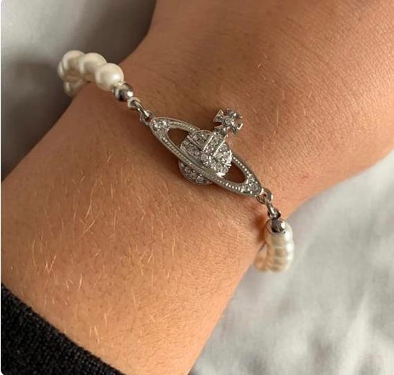 vivienne westwood ブレスレット Vivienne Westwood Silver Mini Orb Pearl Bracelet - Etsy