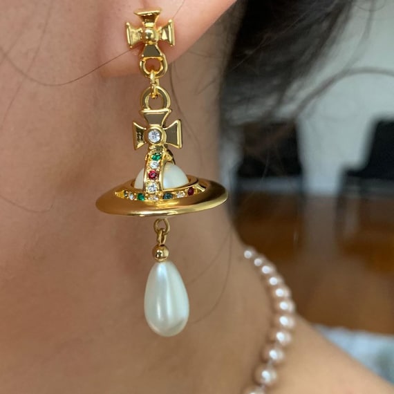 Gold Plated Pearl Beads Western Drop Earrings – Silvermerc Designs