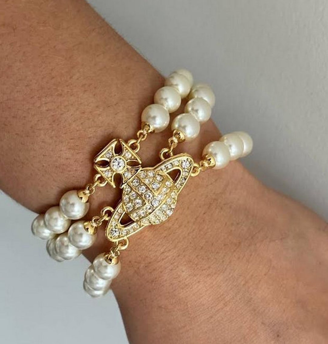 Vivienne Westwood GRAZIELLA PEARL ブレスレット Vivienne Westwood GRAZIELLA Gold Plated Two Row Pearl