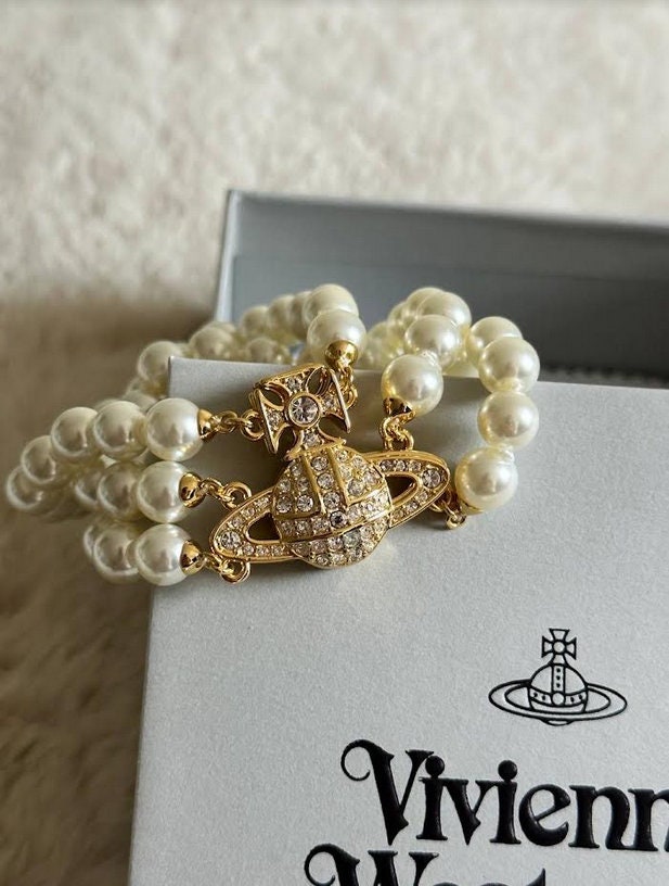 【Vivienne Westwood】Graziella Three Row ブレスレット Vivienne Westwood Gold GRAZIELLA Three Row Pearl Bracelet - Etsy